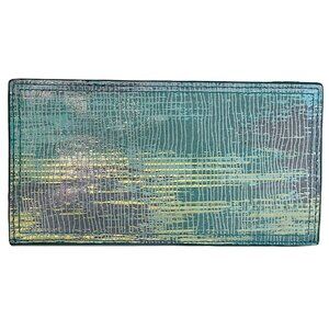 HOBO Cracked Glass Slim Wallet Blue Gold Metallic Zip Pocket NWT